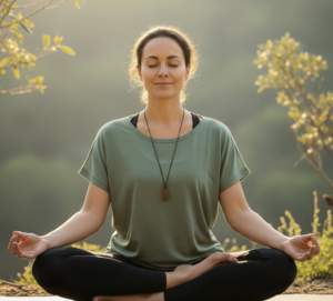 Calm nervous system regulation yoga session focused on breath and recovery