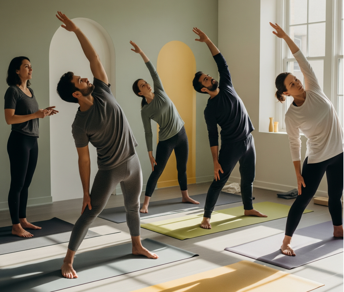 Community nervous system regulation yoga class for active students and those curious about stress recovery